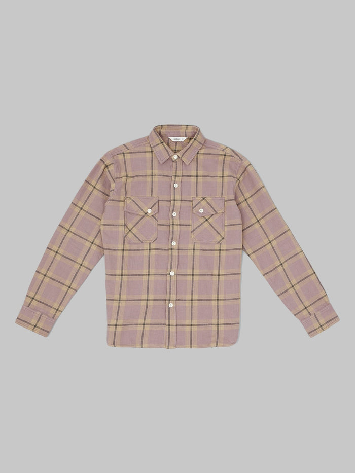 3sixteen Crosscut Flannel Mauve Slub Check shirt front