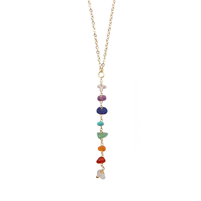 7 Chakra Raw Stone Jewelry Bundle, necklace flat lay