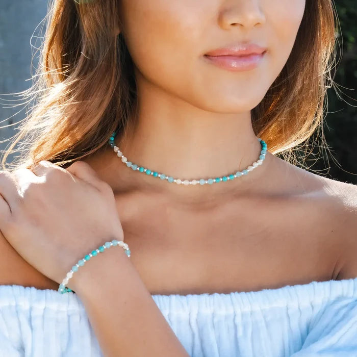 Anti-Anxiety + Healing 4mm Healing Bracelet, worn on wrist and neck