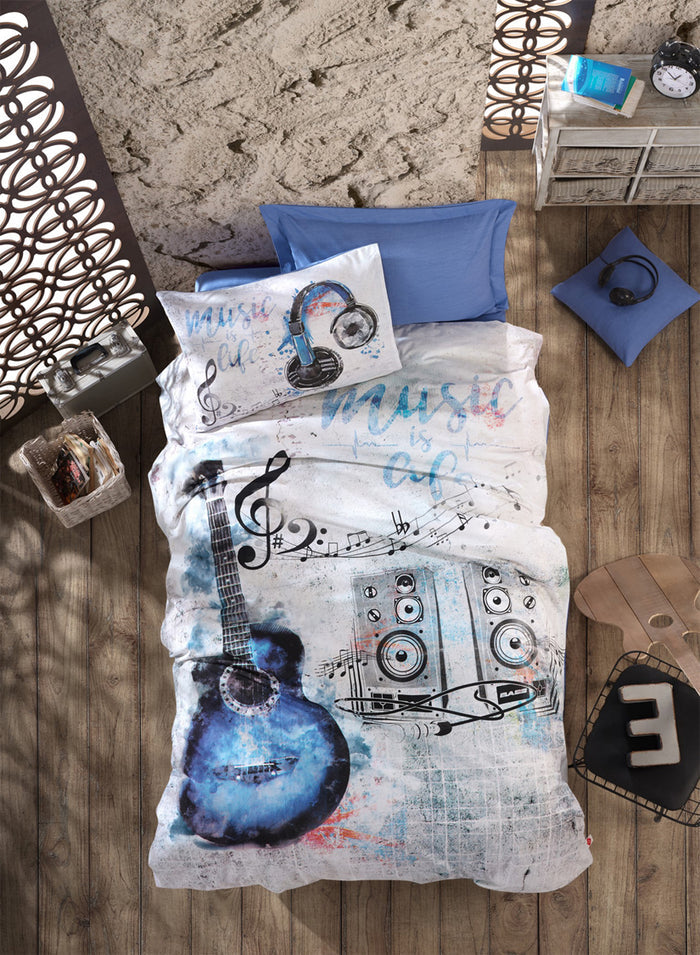Blue Guitar Duvet Cover Set | Blue