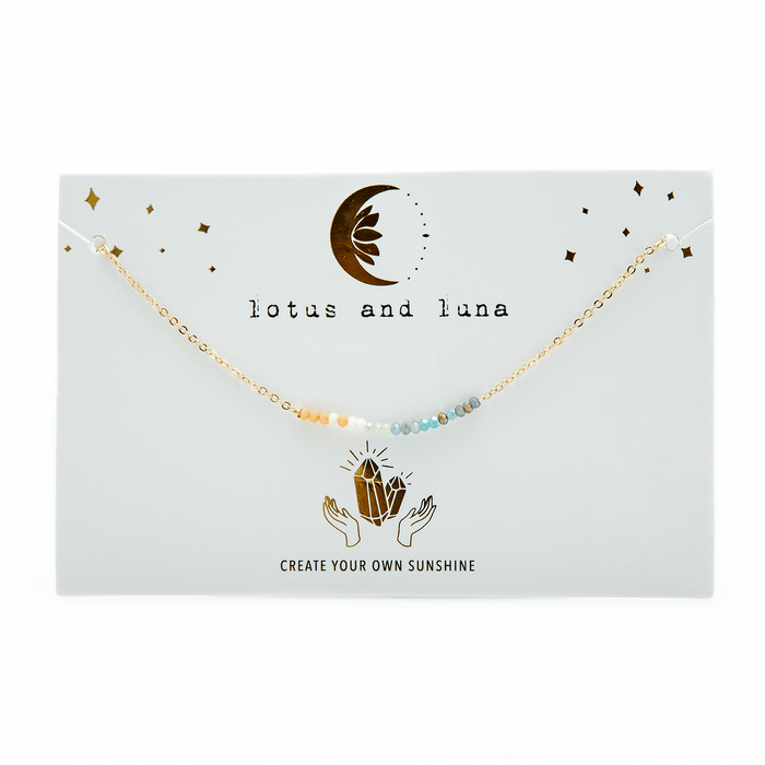 "Create Your Own Sunshine" Goddess Necklace, on brand card