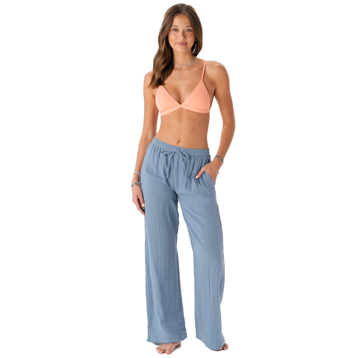 Elemental Blue Cotton Cabana Pants, front