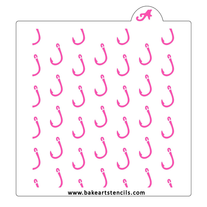 Fish Hook Pattern Stencil bakeartstencils
