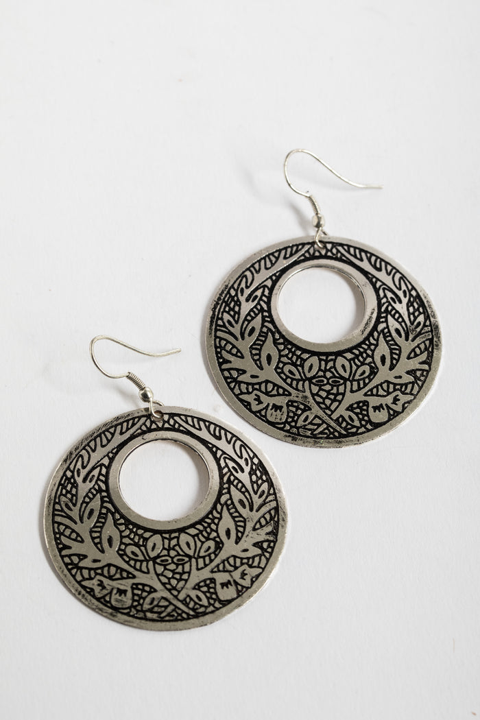 lightweight floral etched earrings