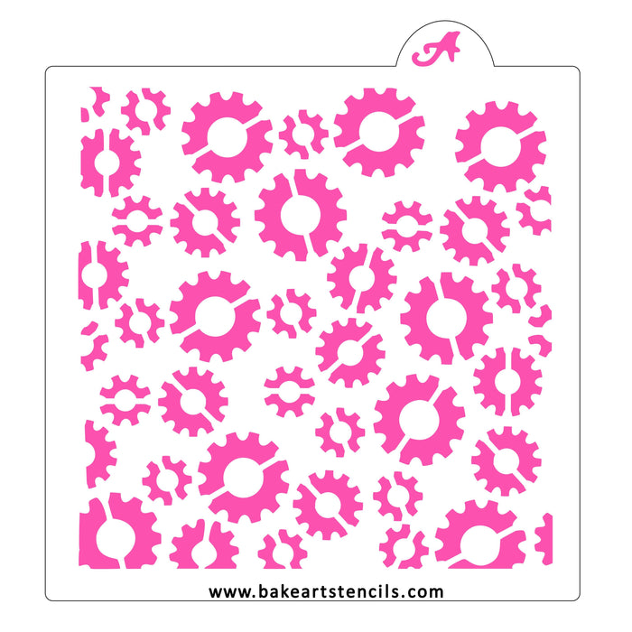 Gears Pattern Cookie Stencil bakeartstencil