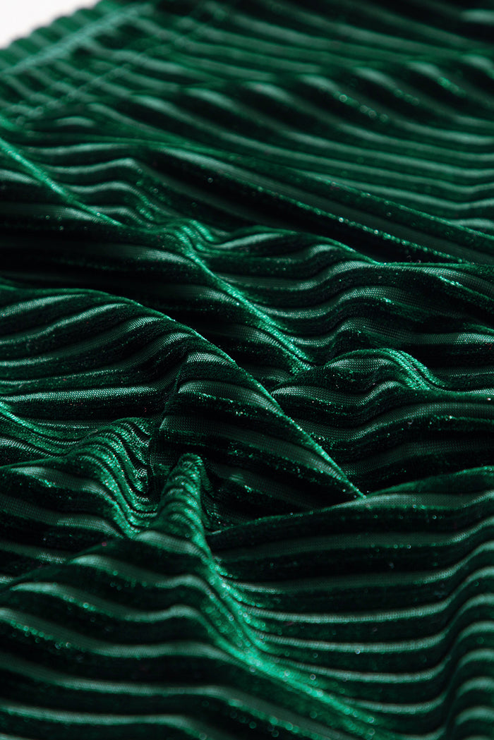 Haut babydoll en velours côtelé smocké vert noirâtre