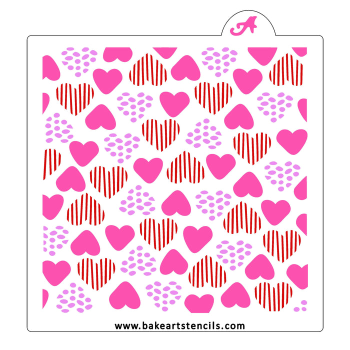 Heart Art Pattern Cookie Stencil bakeartstencil