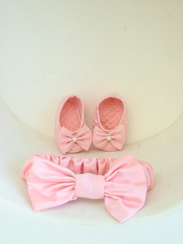 JANYAS CLOSET Pink Bow Ruffle Dress With 3D Embroidery