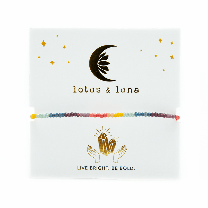 "Live Bright. Be Bold" Goddess Bracelet, on brand card
