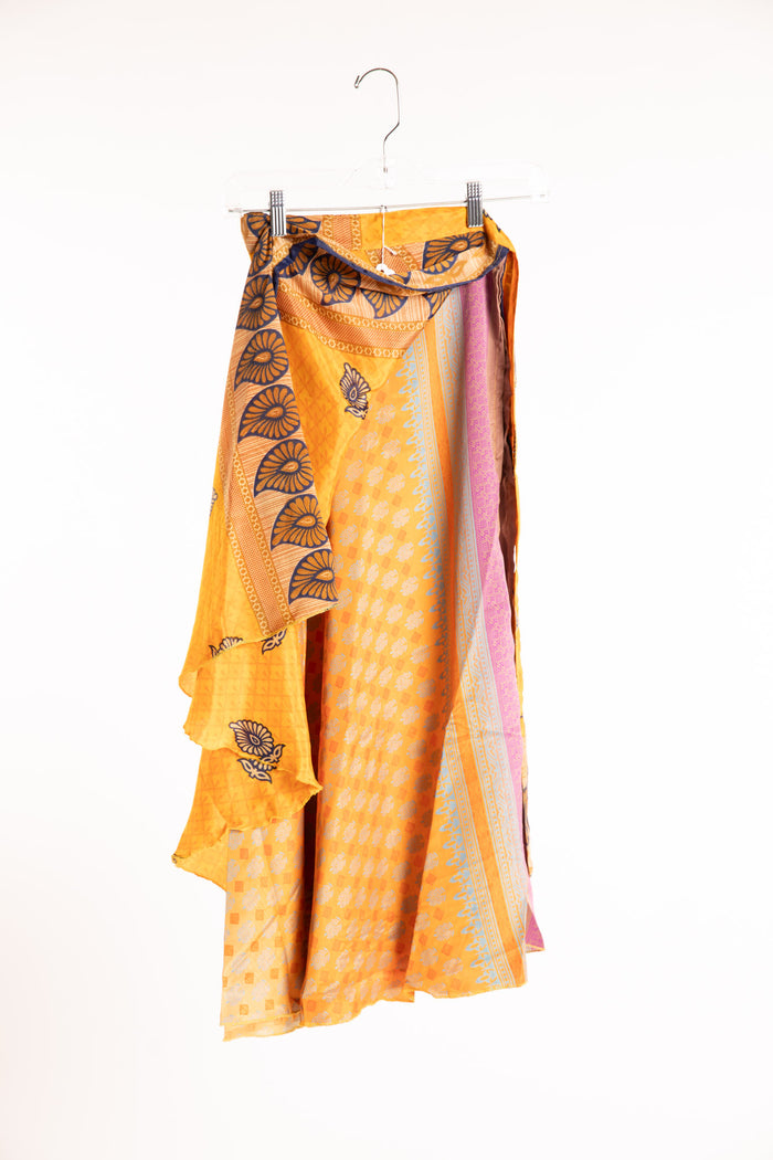 Long Sari Silk Wrap Skirt