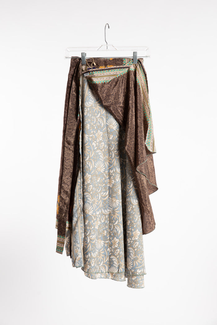 Long Sari Silk Wrap Skirt