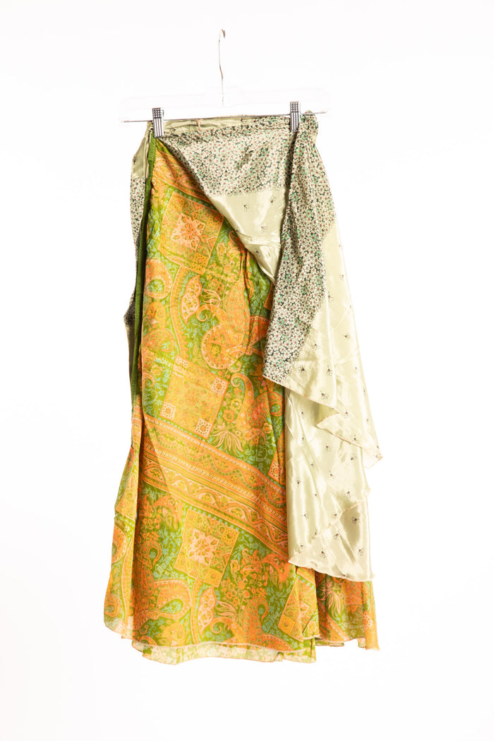 Long Sari Silk Wrap Skirt