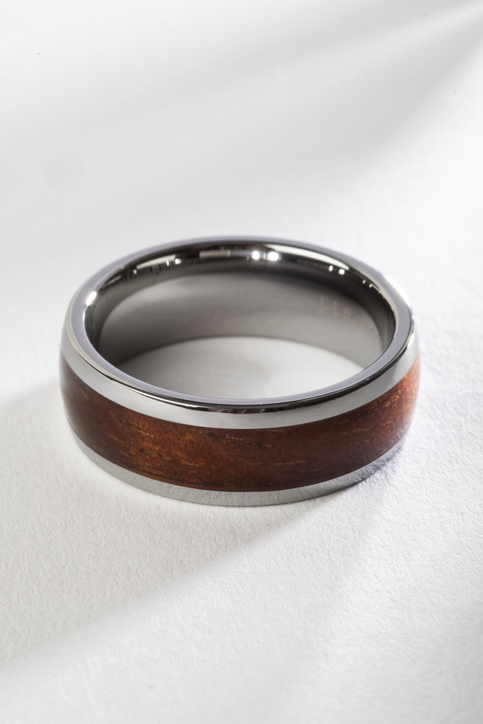 Mexicali Tungsten Koa Wood Ring in Silver