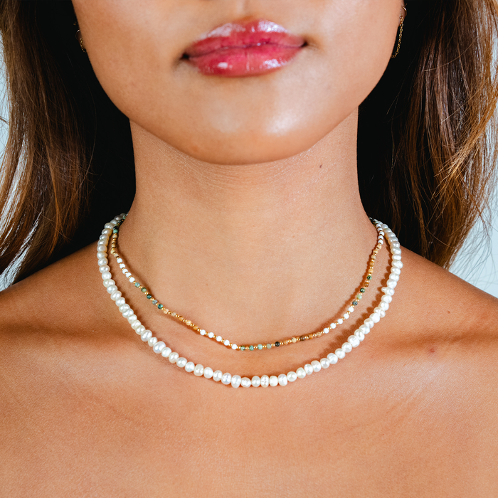 Peace Protector 2mm Healing + 4mm Self Love Necklace Stack, worn layered