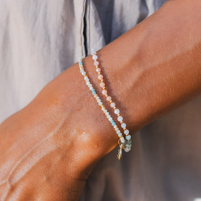 Positive Energy 3mm Healing Bracelet, worn layered