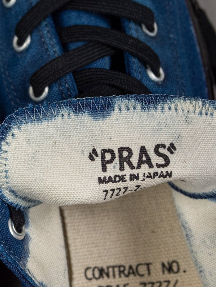 Pras shellcap low sneakers indigo hand dyed interior fabric detail