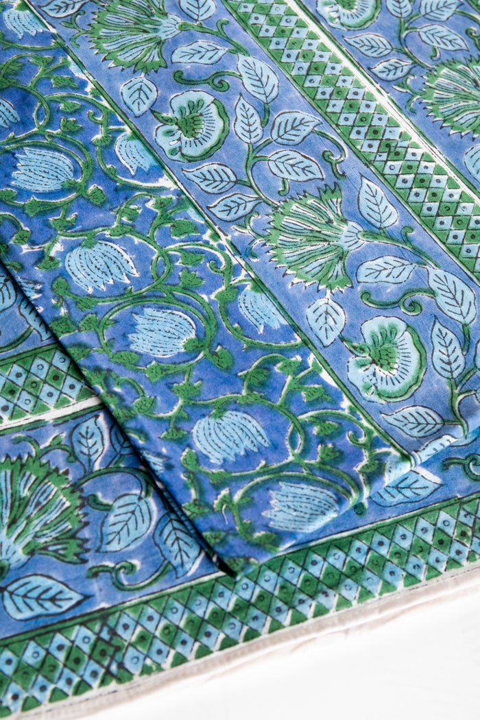 Block Print Tablecloth in Bluebell