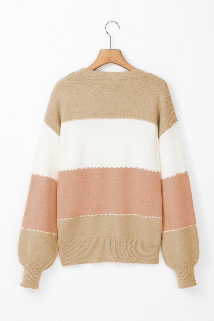 Pull rose poudré à manches lanternes *