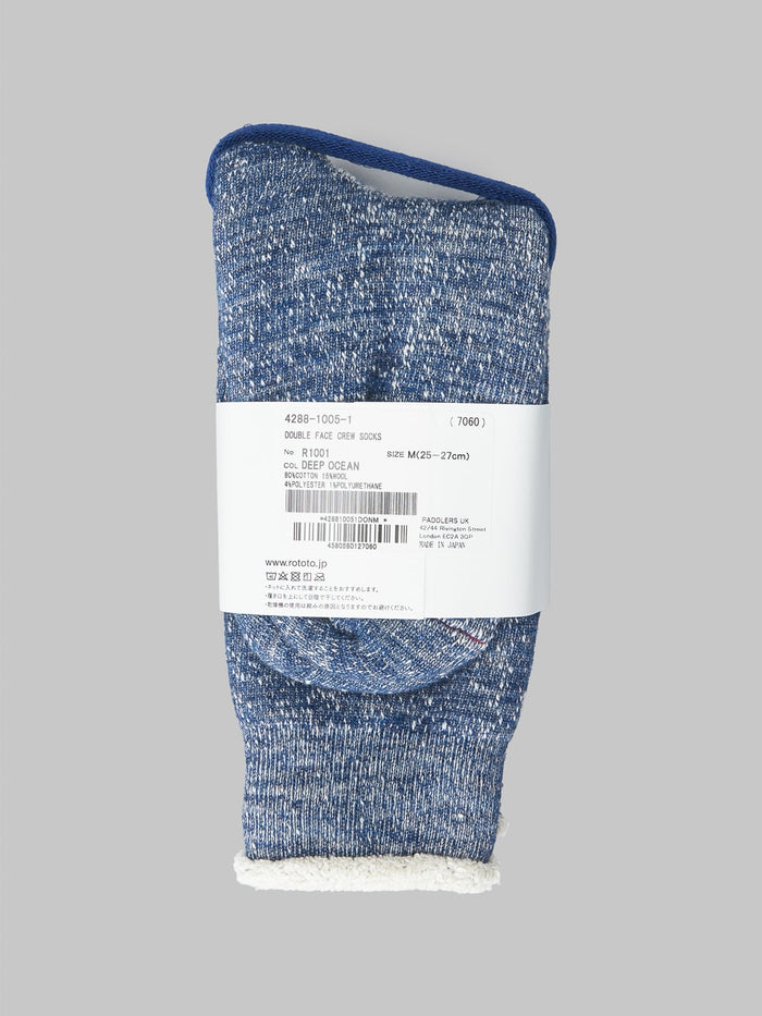 Rototo Double Face Crew Socks Deep Ocean Label Detail