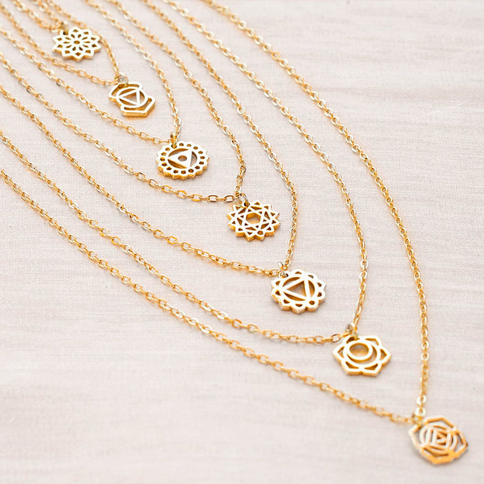 Sacral Chakra Necklace, cascade of chains
