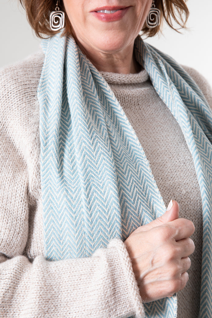 light blue cotton fringe scarf lightweight woven scarf