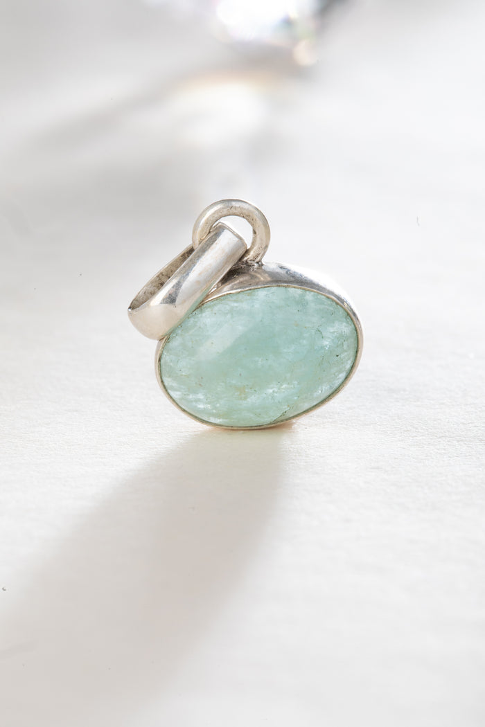 Simple Oval Cab Pendant-RETIRED in Rainbow Moonstone