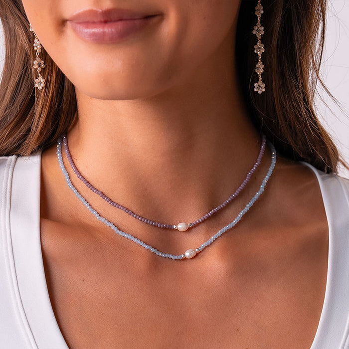 "Skys The Limit" Goddess Necklace, layered with drop earrings