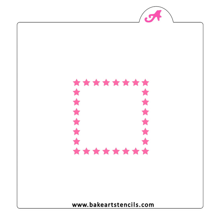 Square Stars Border Cookie Stencil bakeartstencil