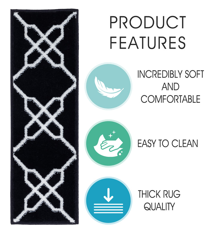 Stair Treads Rug 9"x28" Zigzag Collection | Navy & White