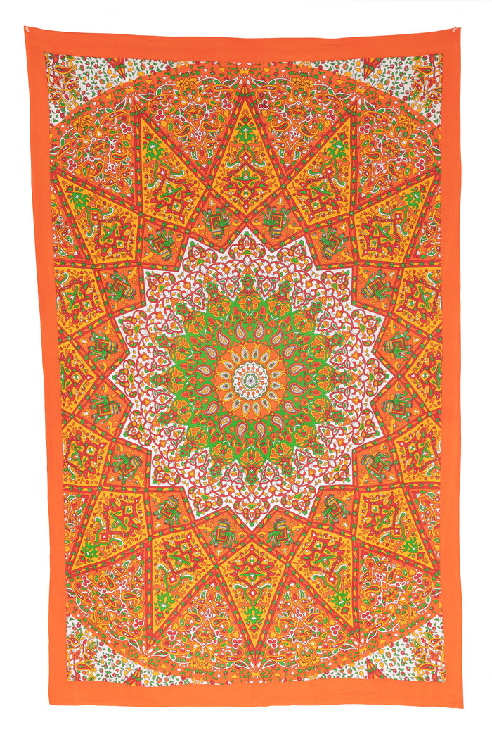 Star Mandala Tapestry in Orange
