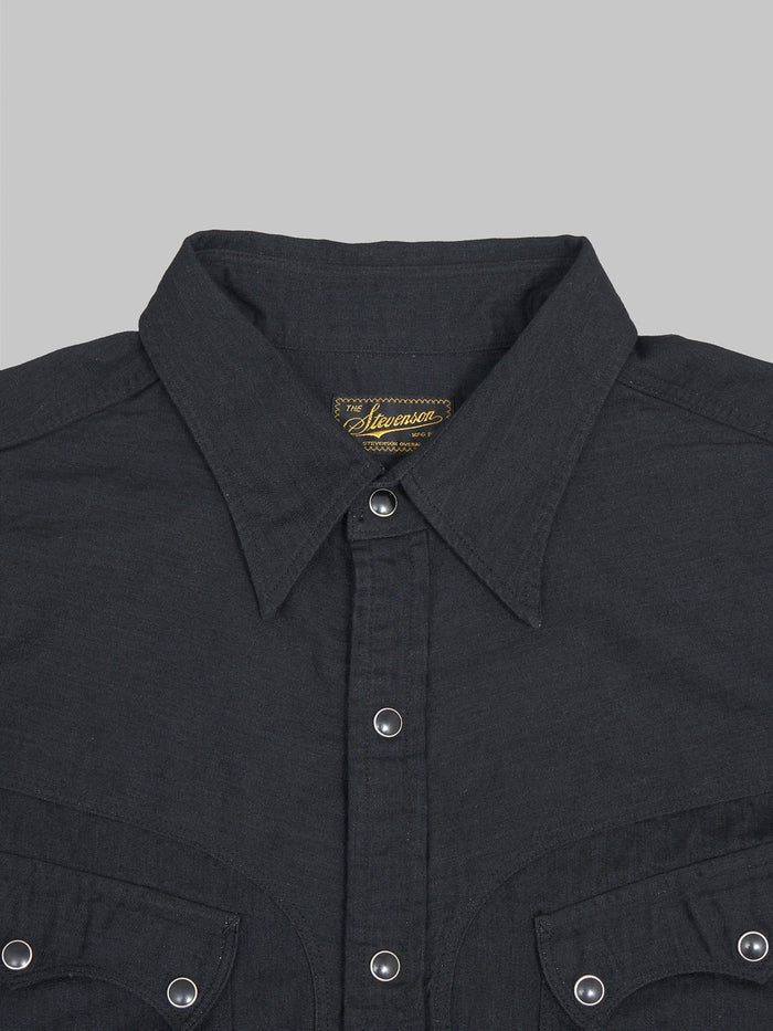 Stevenson Overall Cody Shirt black denim collar closeup