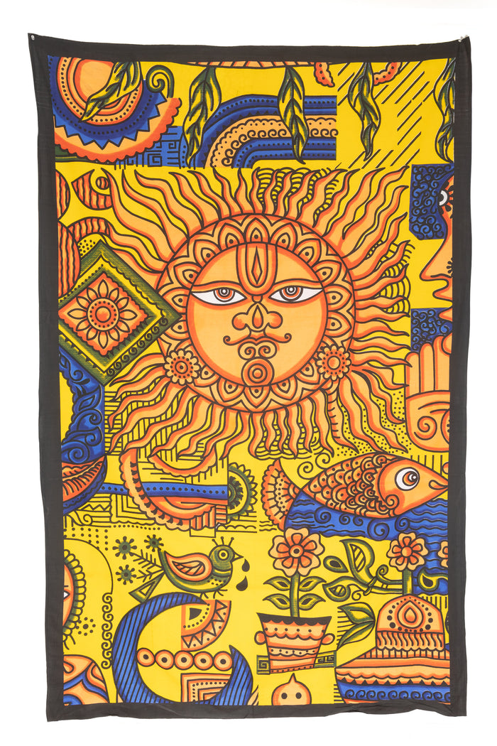 Sun ohm collage tapestry
