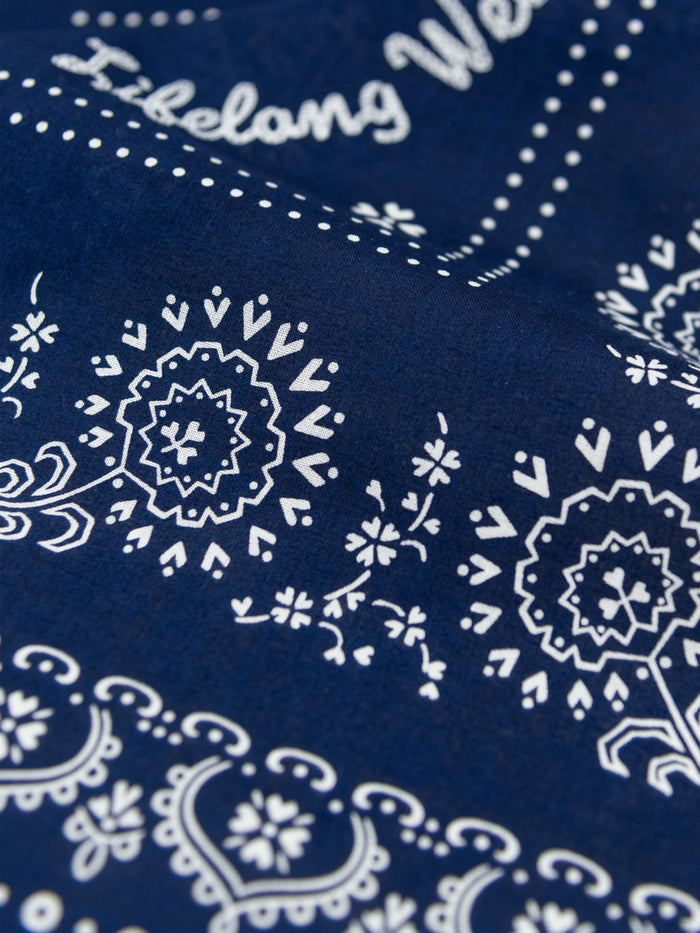 The Flat Head bandana cotton navy fabric