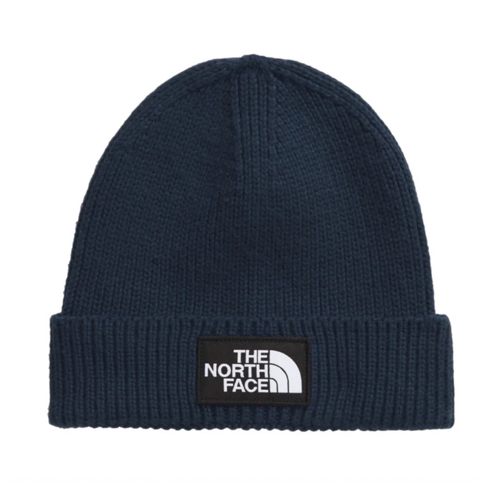 TNF Logo Box Cuffed Blue Beanie