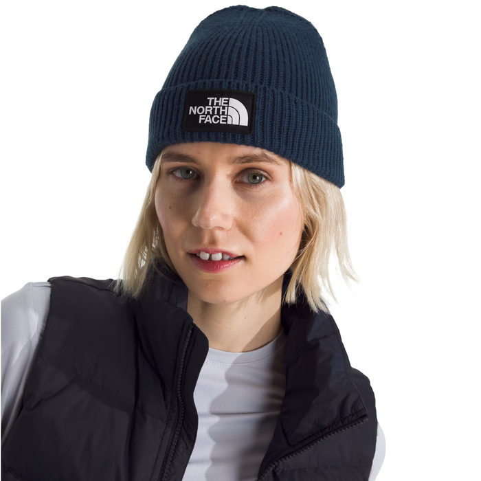 TNF Logo Box Cuffed Blue Beanie