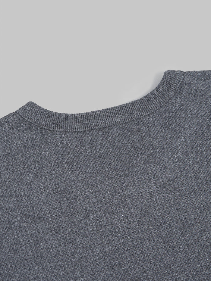 Wonder Looper Double Heavyweight Crewneck Tshirt charcoal ribbed collar stitching