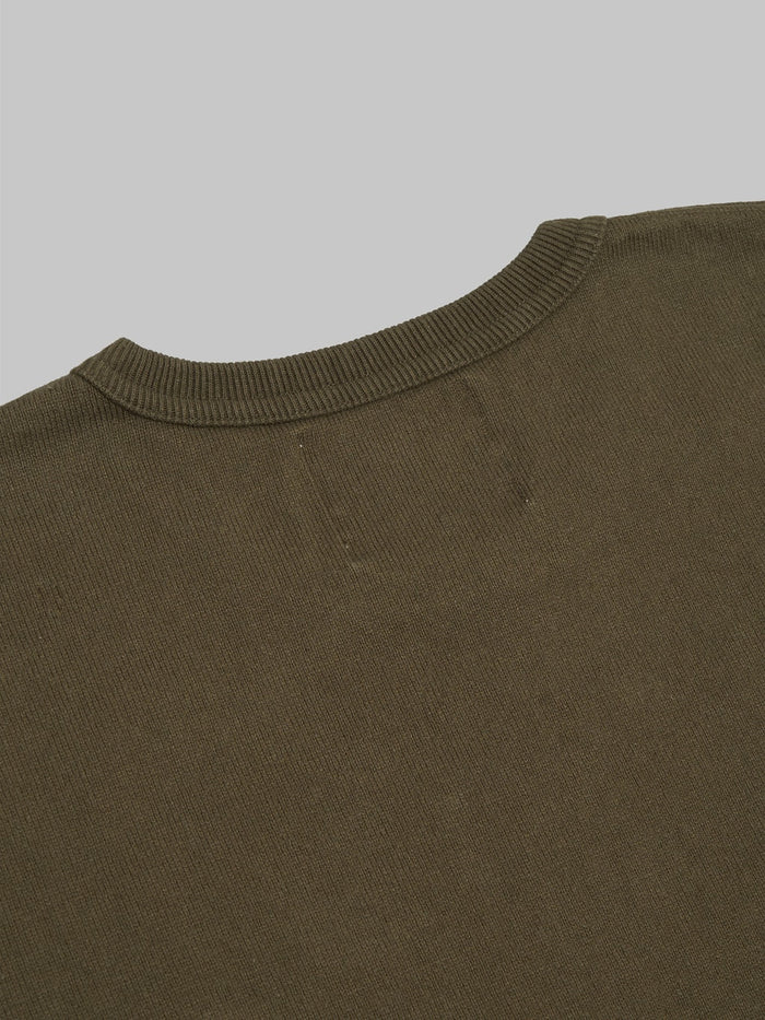 wonder looper crewneck Tshirt Double Heavyweight khaki green back collar