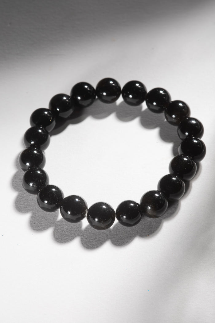 Round Gemstone Bead Bracelet in Golden Obsidian