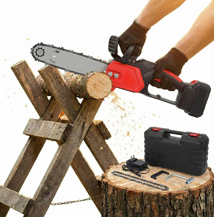 12 Inch Cordless Chainsaw 21V, Brushless Electric Handheld Chain Saw with Battery & Charger