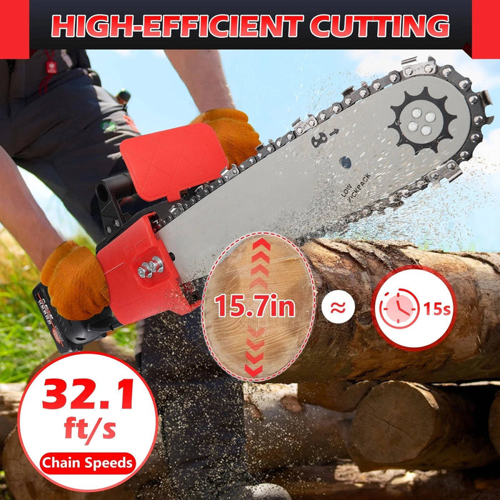 12 Inch Cordless Chainsaw 21V, Brushless Electric Handheld Chain Saw with Battery & Charger