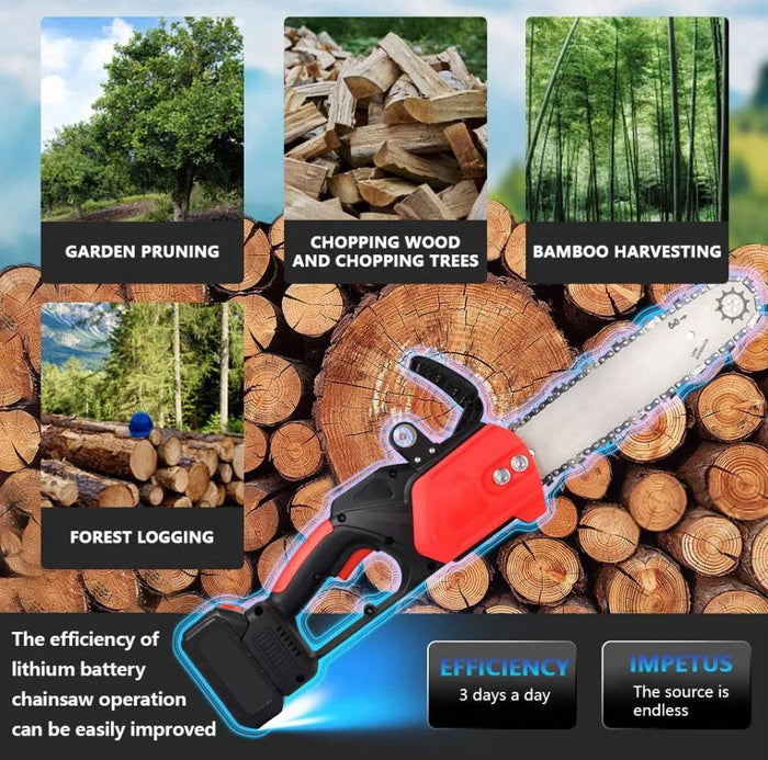 12 Inch Cordless Chainsaw 21V, Brushless Electric Handheld Chain Saw with Battery & Charger