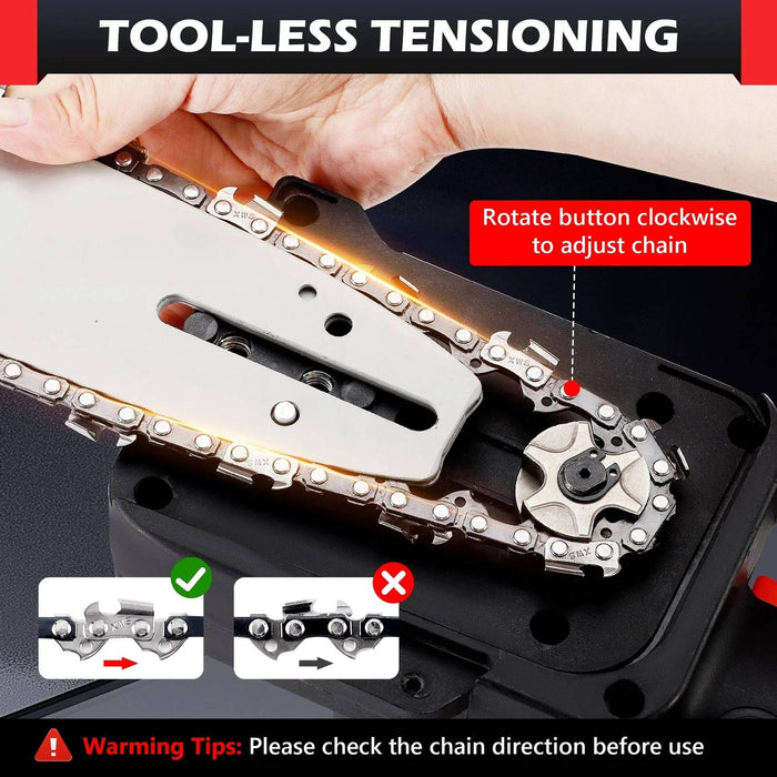 12 Inch Cordless Chainsaw 21V, Brushless Electric Handheld Chain Saw with Battery & Charger