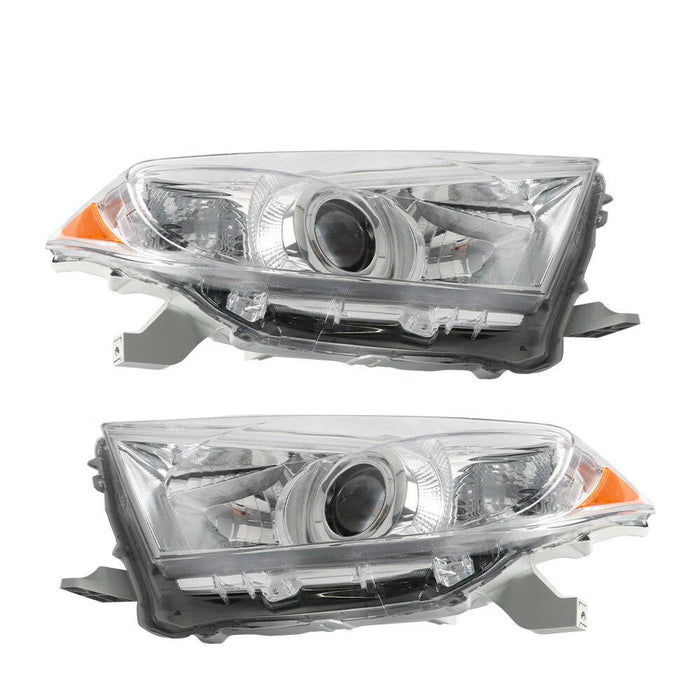 2011-2013 Toyota Highlander Chrome Headlights, Left & Right Side Headlamp Assembly Pair