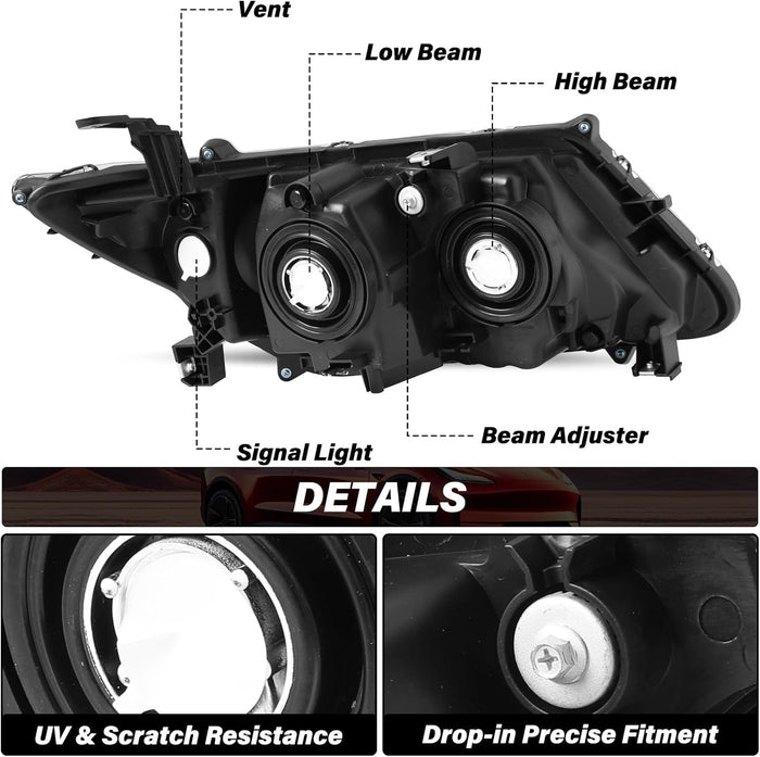 2011-2017 Honda Odyssey Chrome Headlights, Amber Corner Housing Assembly, Left & Right Side Pair, Direct OEM Fitment