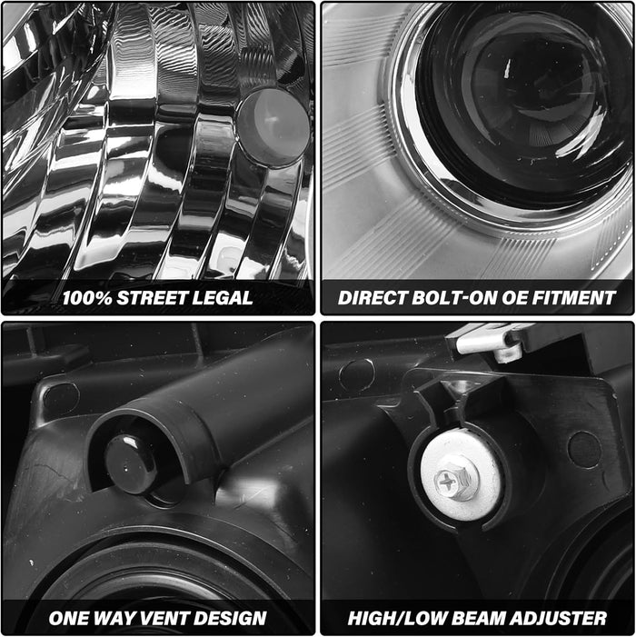2011-2017 Honda Odyssey Chrome Headlights, Amber Corner Housing Assembly, Left & Right Side Pair, Direct OEM Fitment
