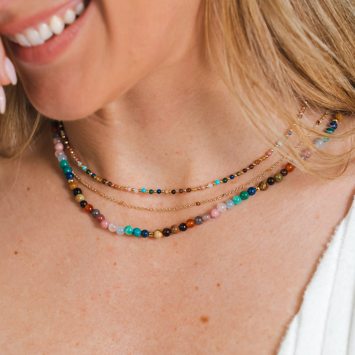 2mm + 4mm Master Healer Necklace Stack, stacked bead detail