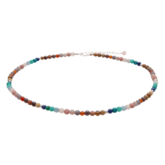 4mm multicolor stone gold chain necklace