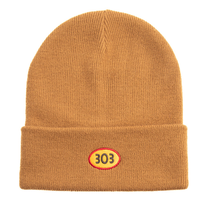 303 Boards - 303 Oval Embroidered Beanie (Latte) *SALE