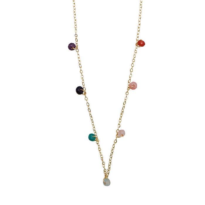 3mm Master Healer Dewdrop Necklace, flat lay gold chain