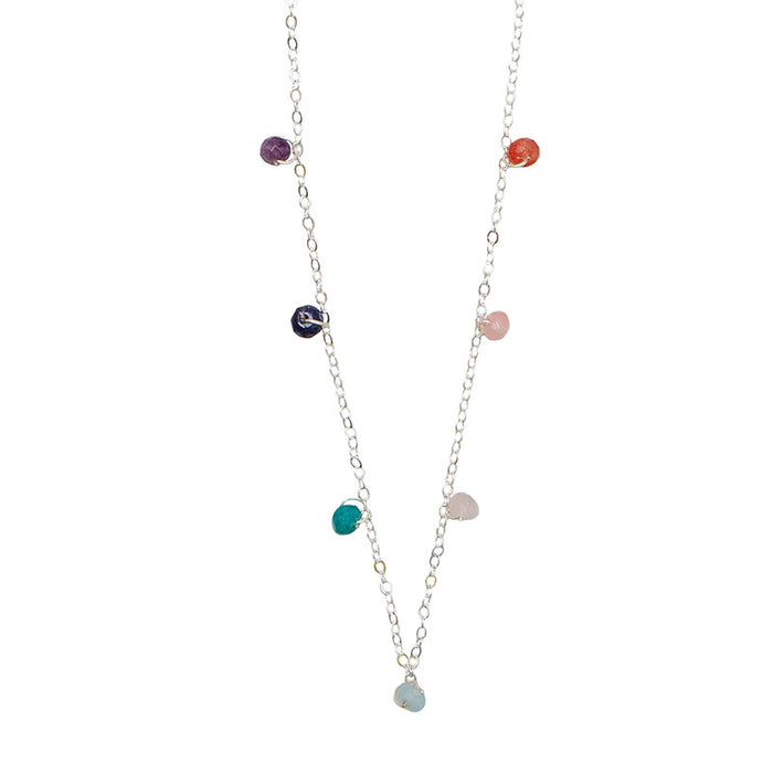 3mm Master Healer Dewdrop Necklace, flat lay silver chain